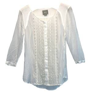 Anthropologie Maeve Ivory Crescent Street Crochet Blouse size 4